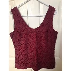 Banana Republic Maroon Lace Sleeveless Top -Size M